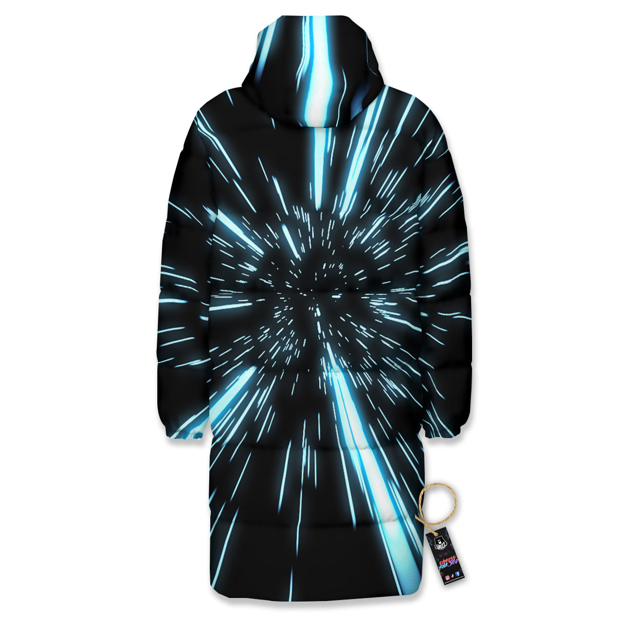 Lightspeed Blue Print Long Down Jacket