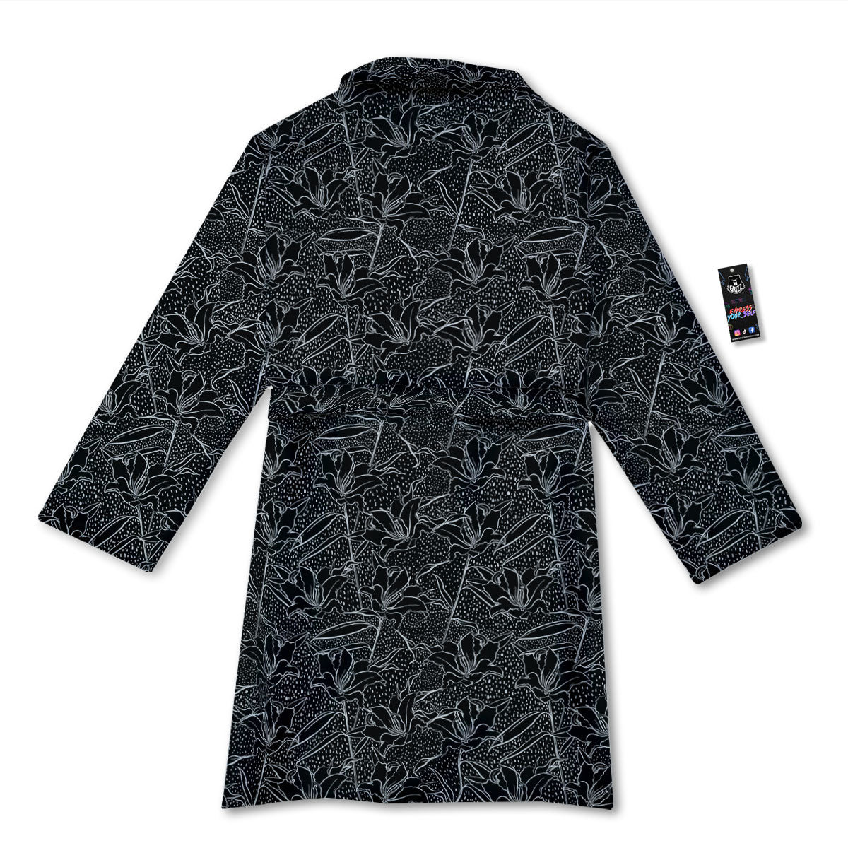 Lily Black And White Print Pattern Bathrobe-grizzshop