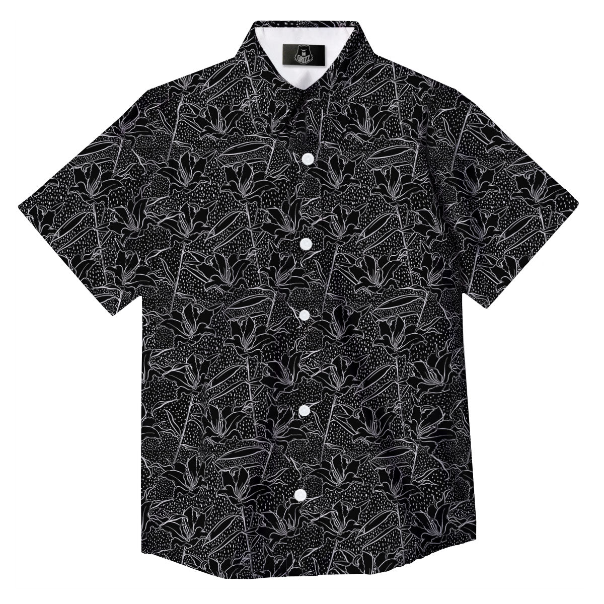 Lily Black And White Print Pattern Button Up Shirt-grizzshop
