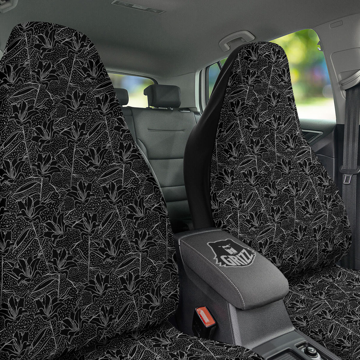 Lily Black And White Print Pattern Car Seat Covers-grizzshop