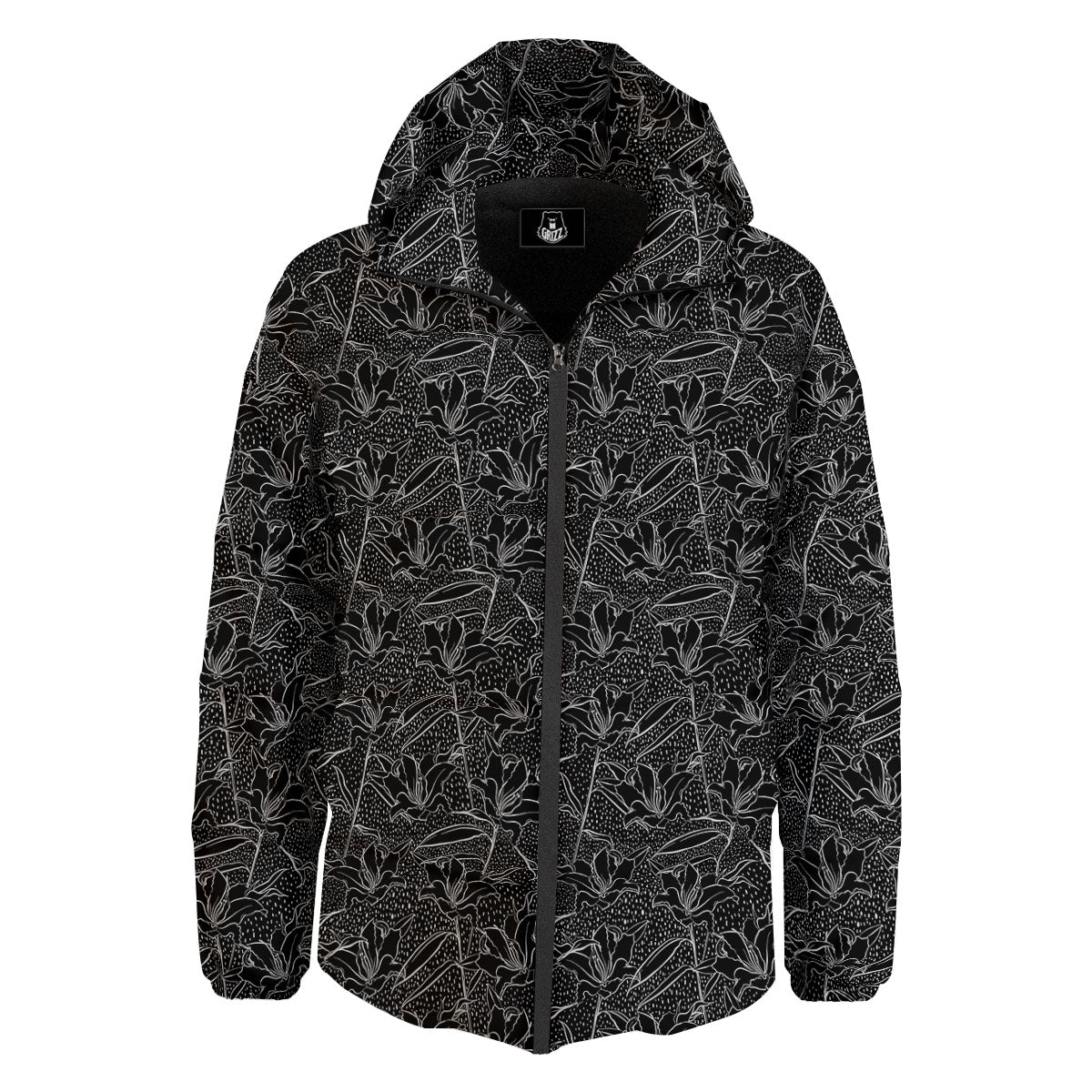Lily Black And White Print Pattern Down Jacket-grizzshop
