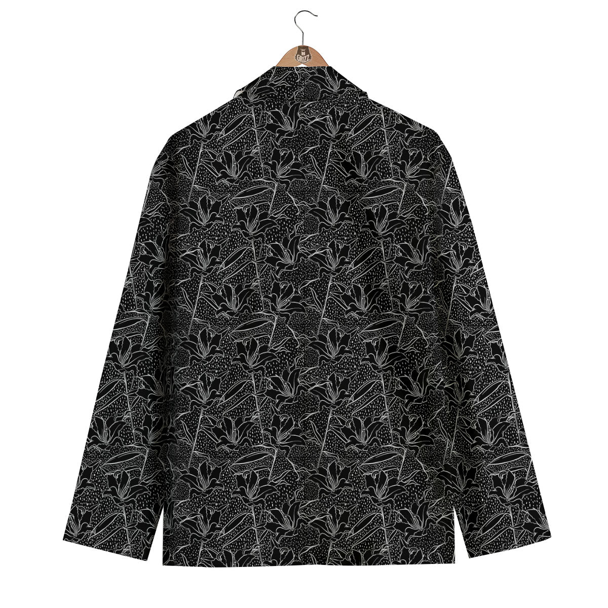Lily Black And White Print Pattern Men's Blazer-grizzshop