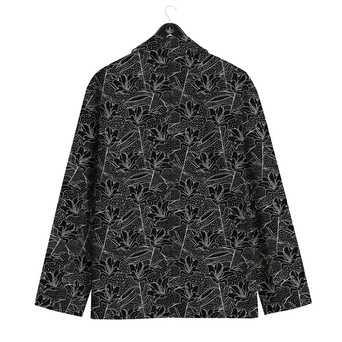 Lily Black And White Print Pattern Men's Sport Coat-grizzshop