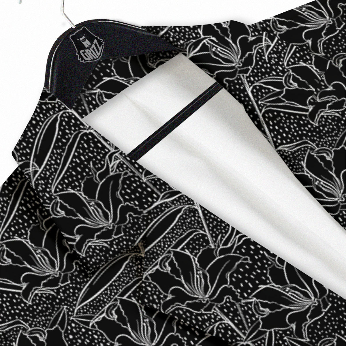 Lily Black And White Print Pattern Men's Sport Coat-grizzshop