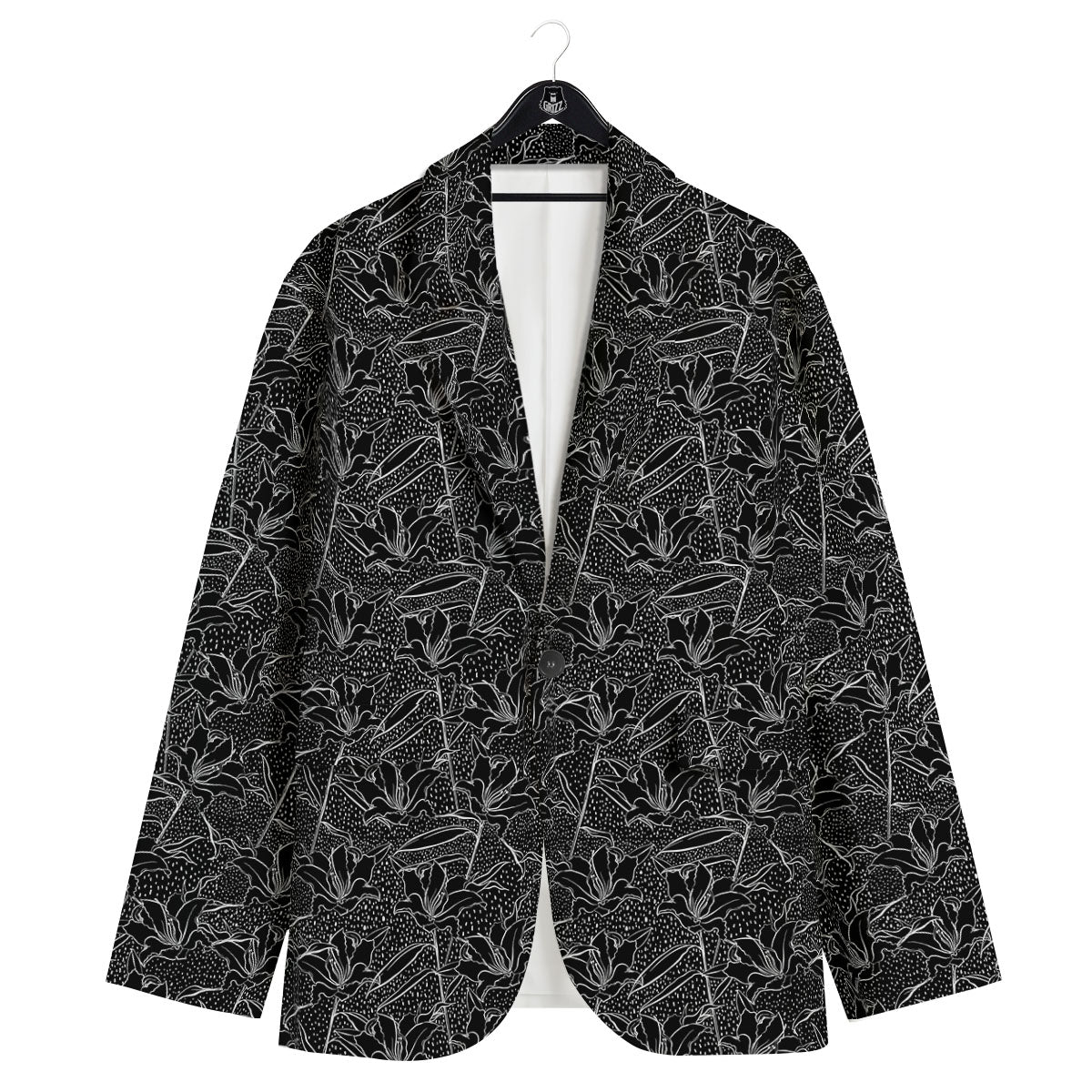 Lily Black And White Print Pattern Men's Sport Coat-grizzshop