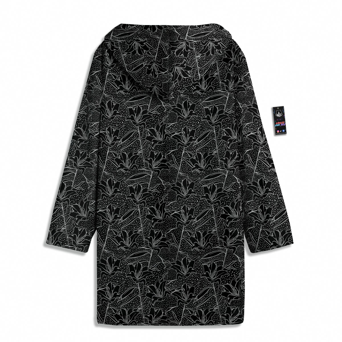 Lily Black And White Print Pattern Men's Windbreaker Jacket-grizzshop