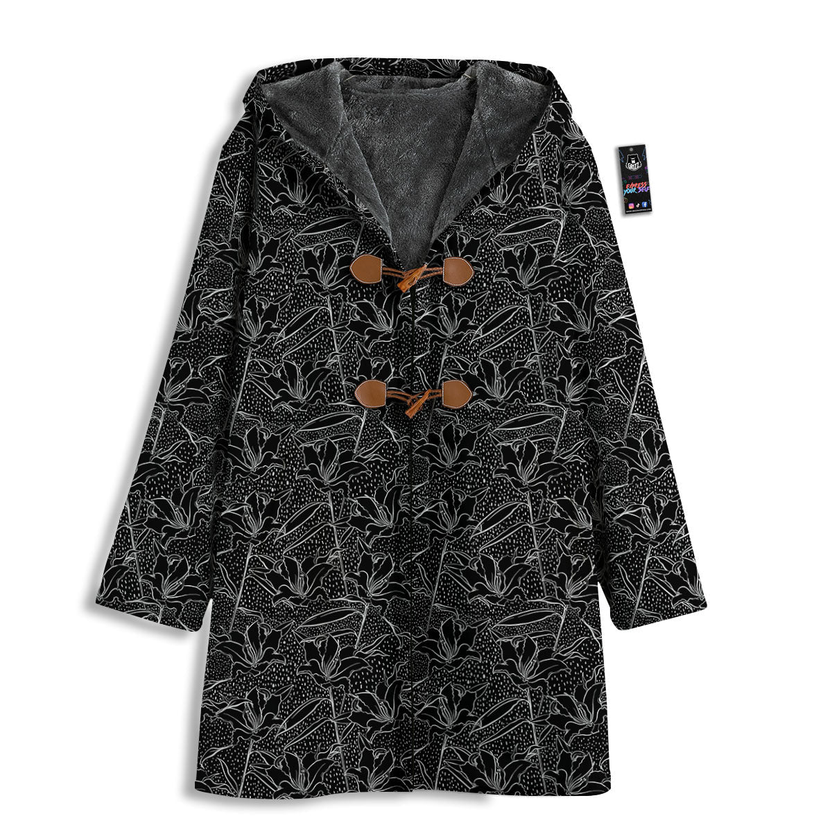 Lily Black And White Print Pattern Men's Windbreaker Jacket-grizzshop
