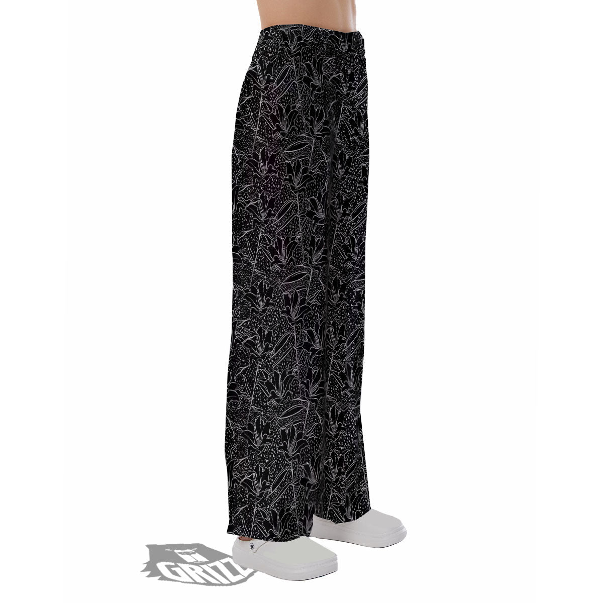 Lily Black And White Print Pattern Pajama Pants-grizzshop