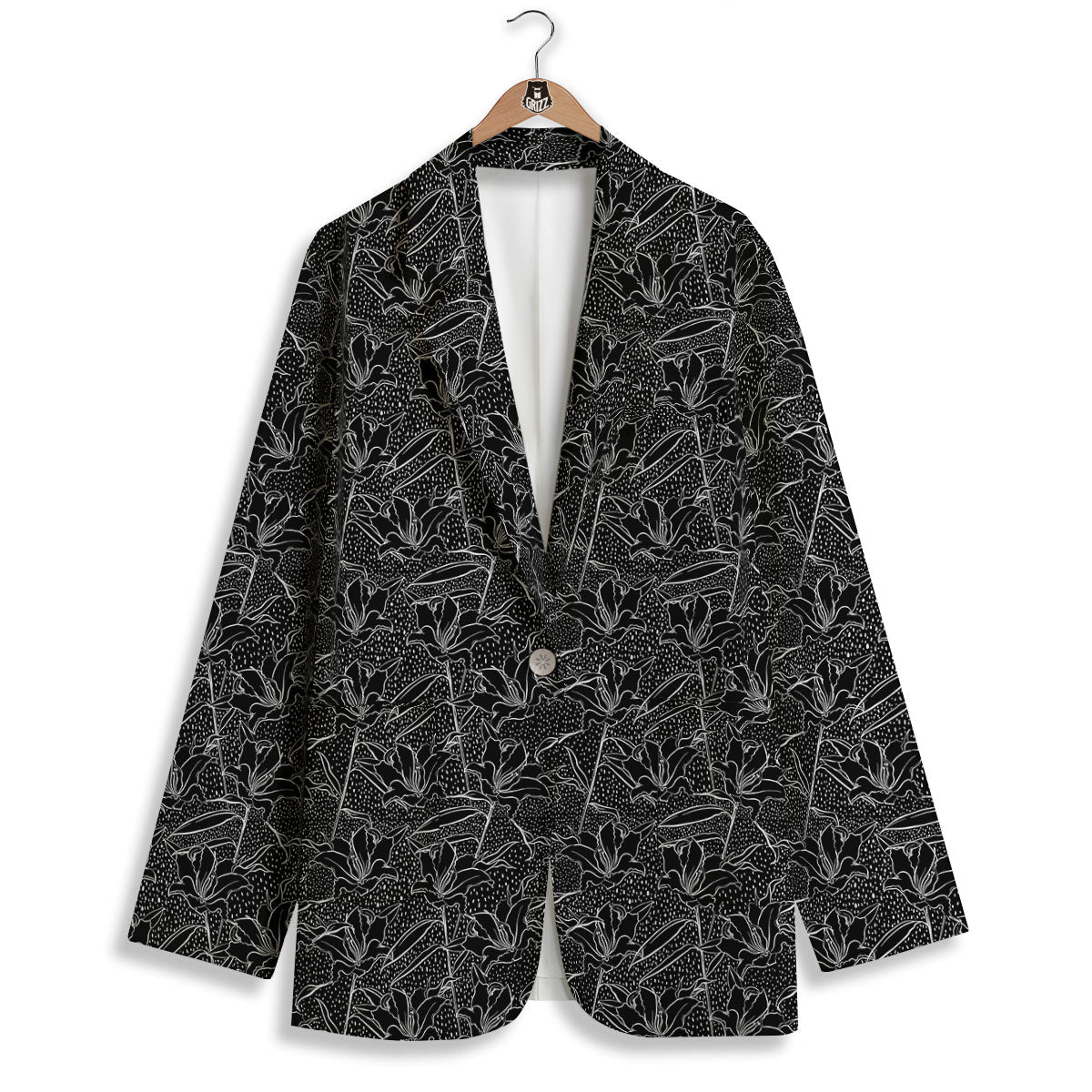 Lily Black And White Print Pattern Women's Blazer-grizzshop