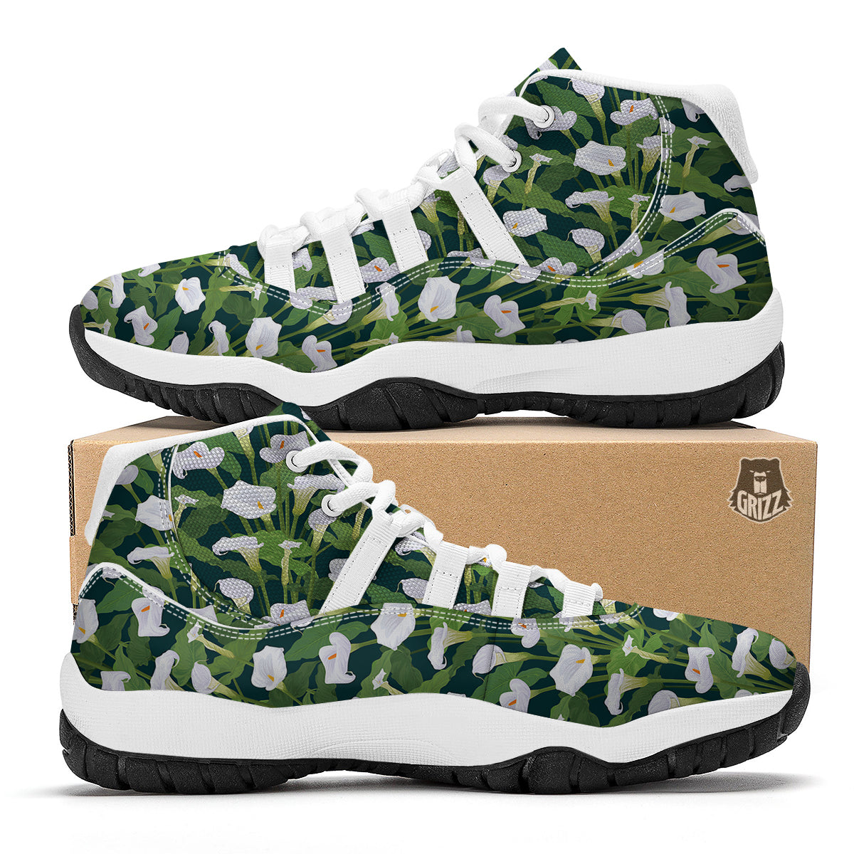 Lily Exotic Print Pattern White Bball Shoes-grizzshop