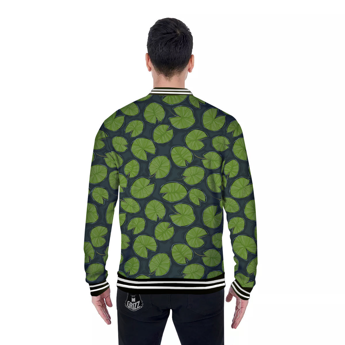 Lily Pads Water Print Pattern Baseball Jacket-grizzshop