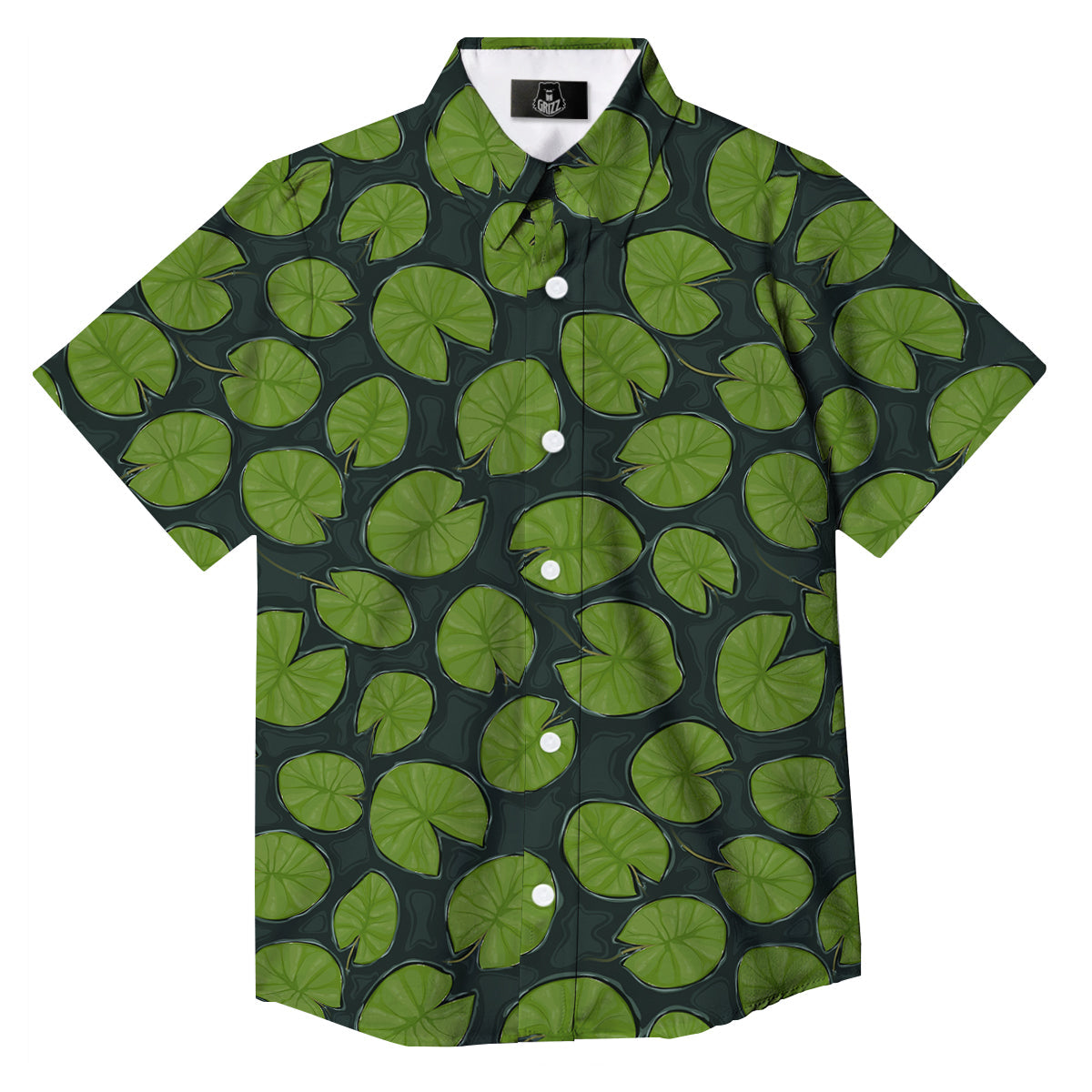 Lily Pads Water Print Pattern Button Up Shirt-grizzshop