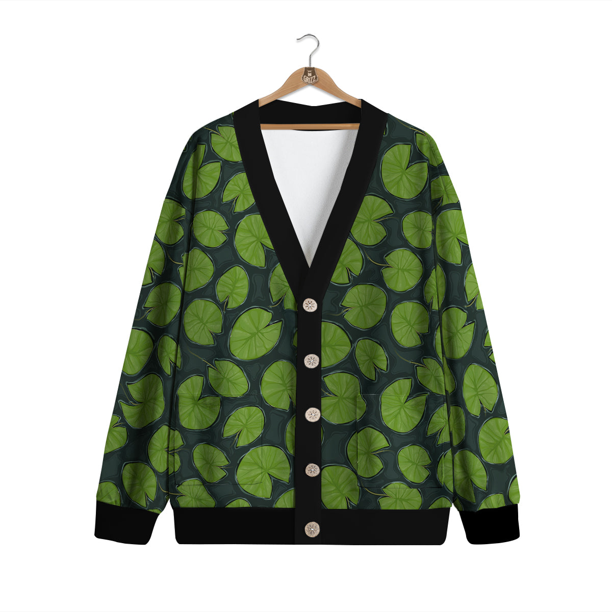 Lily Pads Water Print Pattern Cardigan-grizzshop
