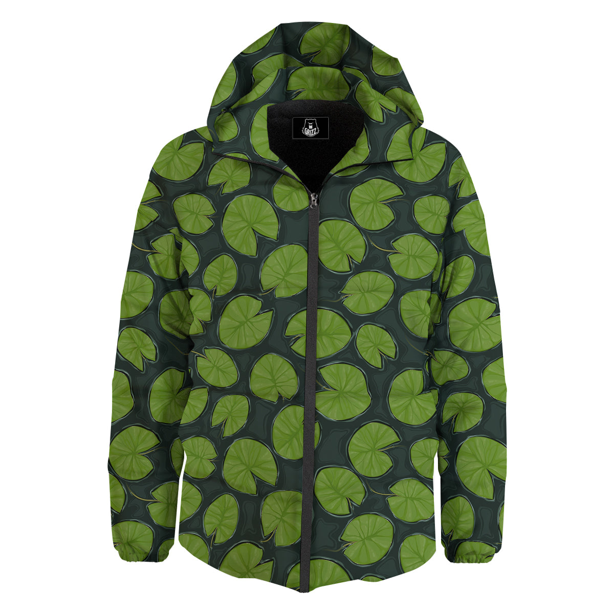 Lily Pads Water Print Pattern Down Jacket-grizzshop