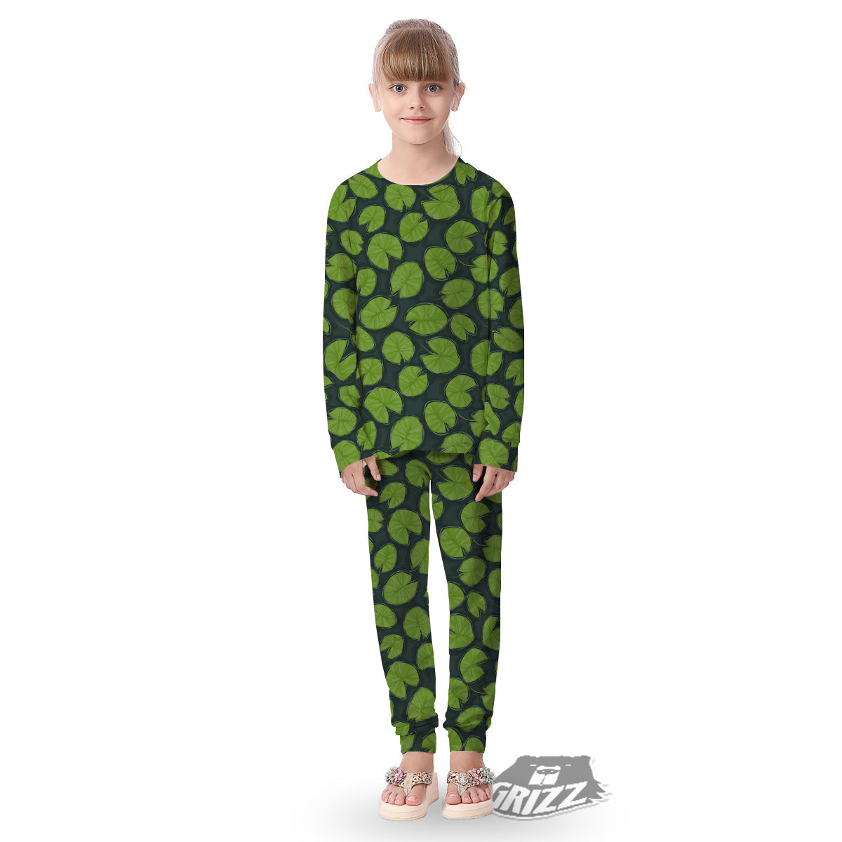 Lily Pads Water Print Pattern Kid's Pajamas-grizzshop