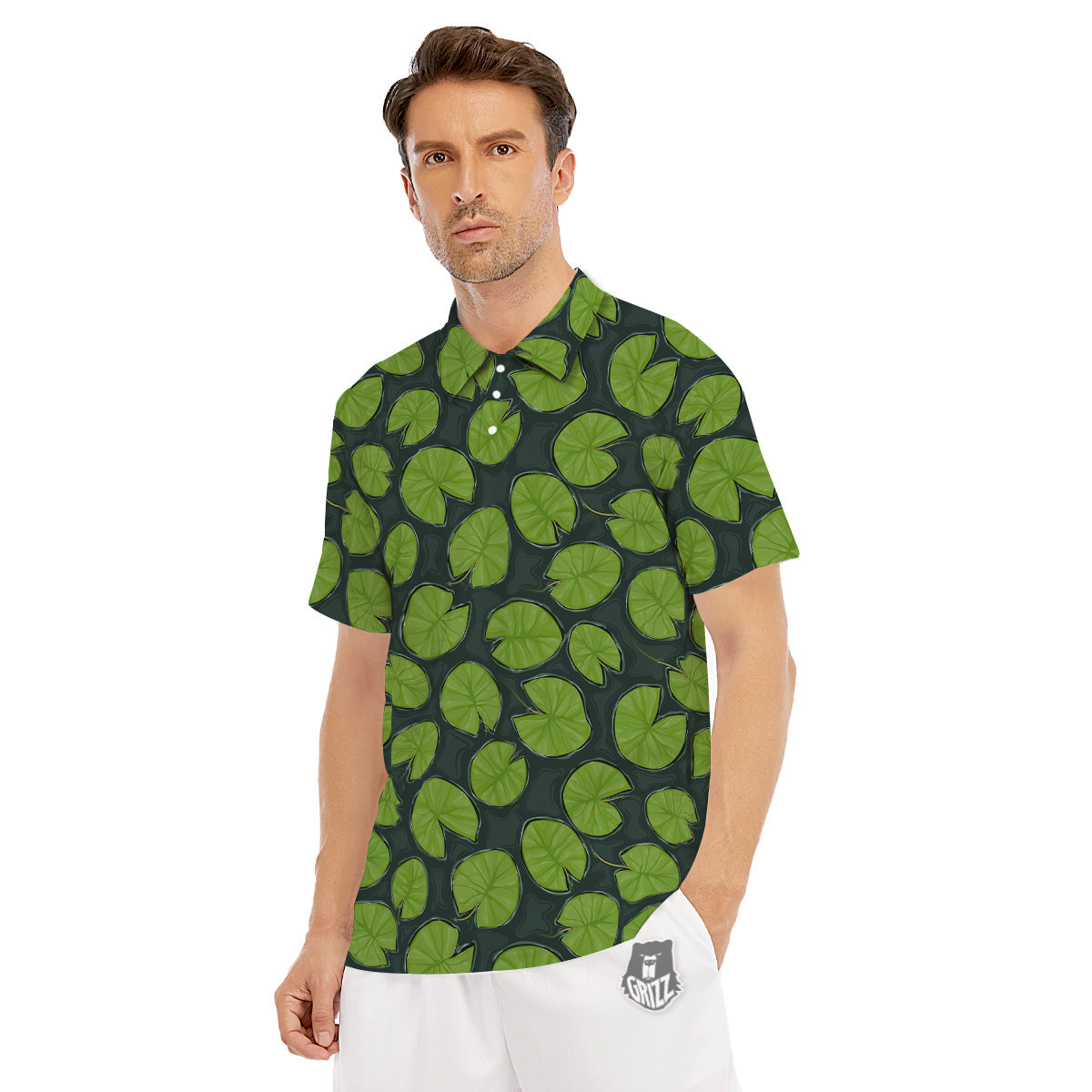 Lily Pads Water Print Pattern Men's Golf Shirts-grizzshop