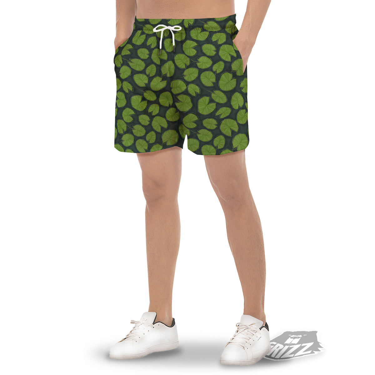 Lily Pads Water Print Pattern Men's Gym Shorts-grizzshop