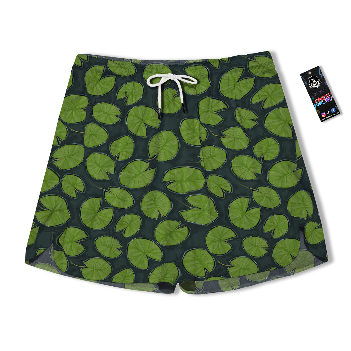 Lily Pads Water Print Pattern Men's Running Shorts-grizzshop