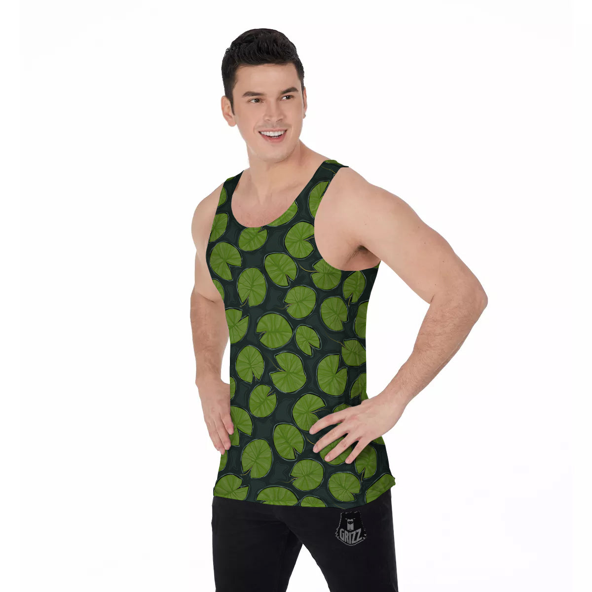 Lily Pads Water Print Pattern Men's Tank Top-grizzshop