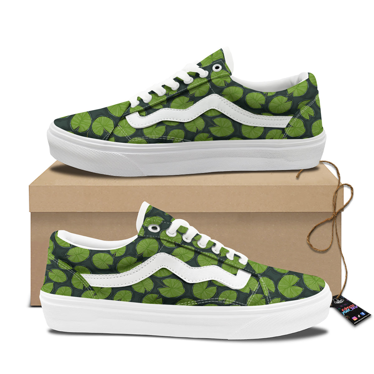 Lily Pads Water Print Pattern Skate Shoes-grizzshop