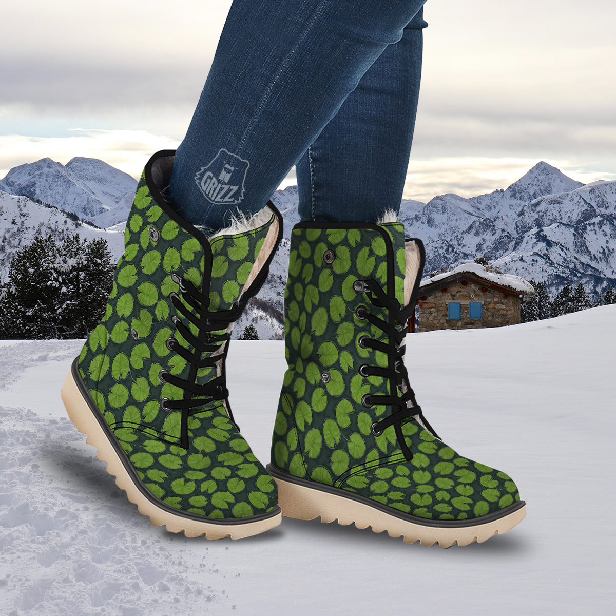Lily Pads Water Print Pattern Snow Boots-grizzshop