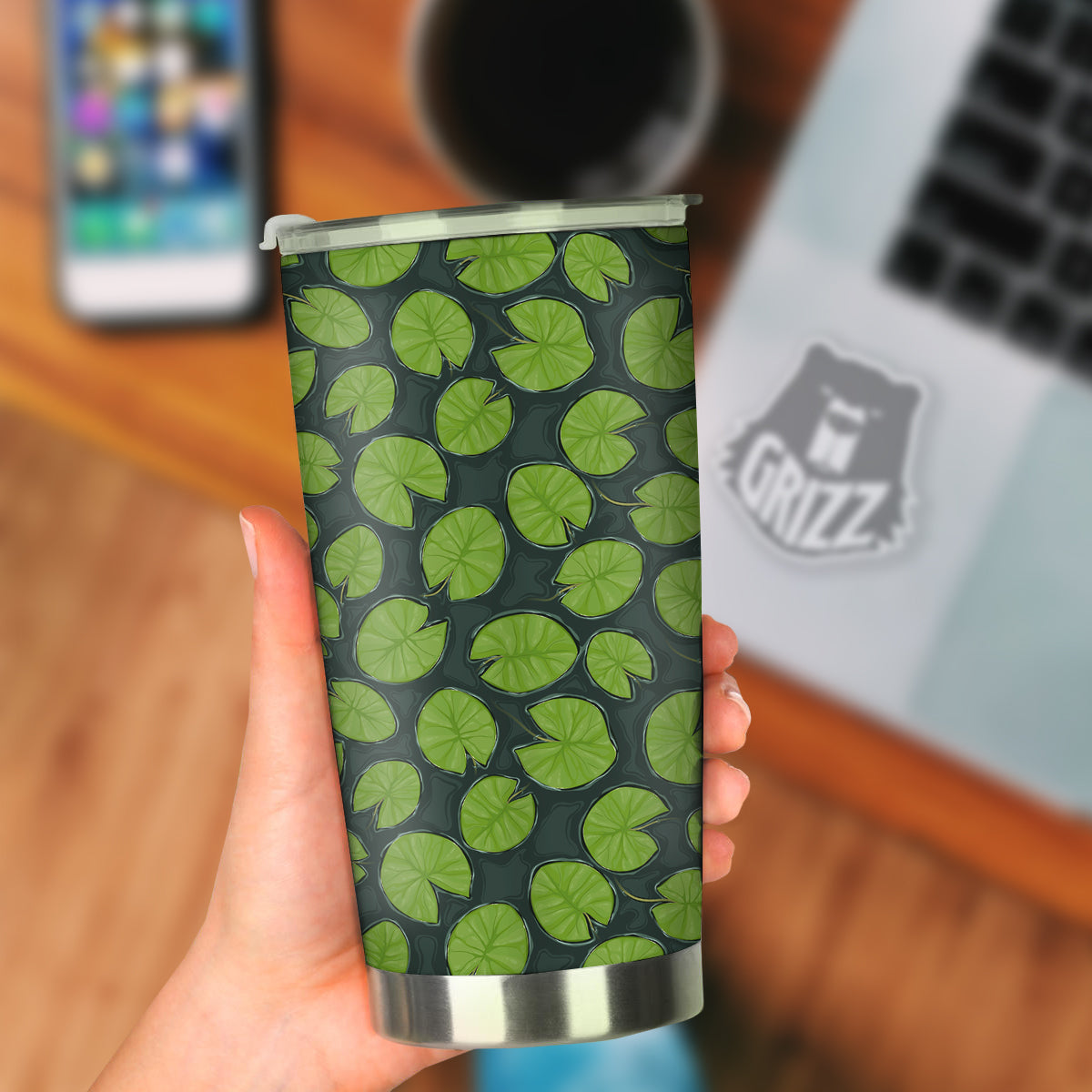 Lily Pads Water Print Pattern Tumbler-grizzshop