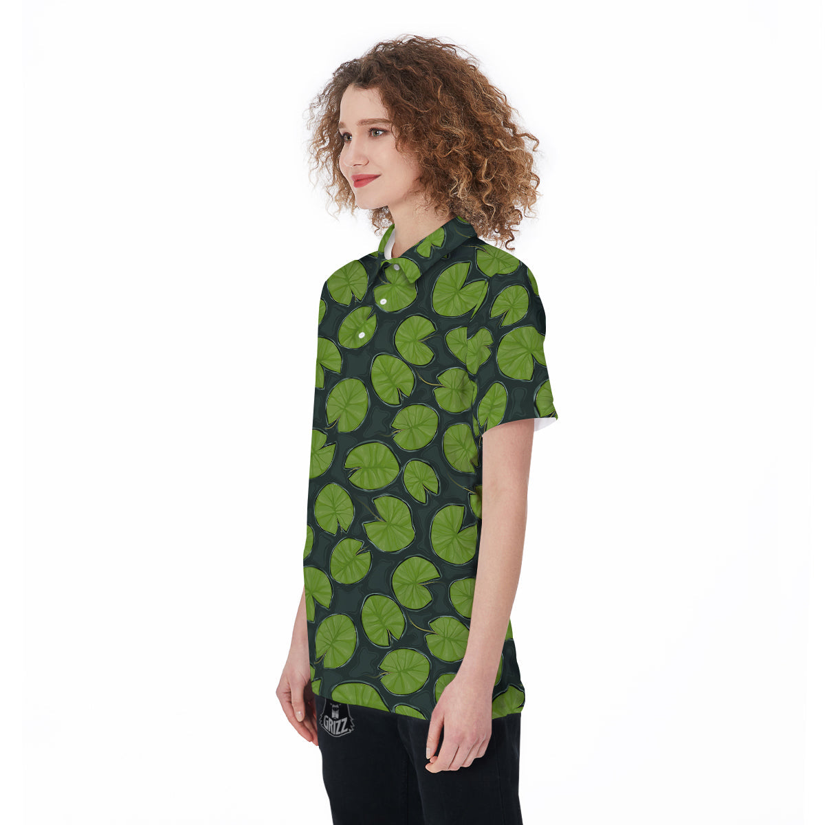 Lily Pads Water Print Pattern Women's Golf Shirts-grizzshop