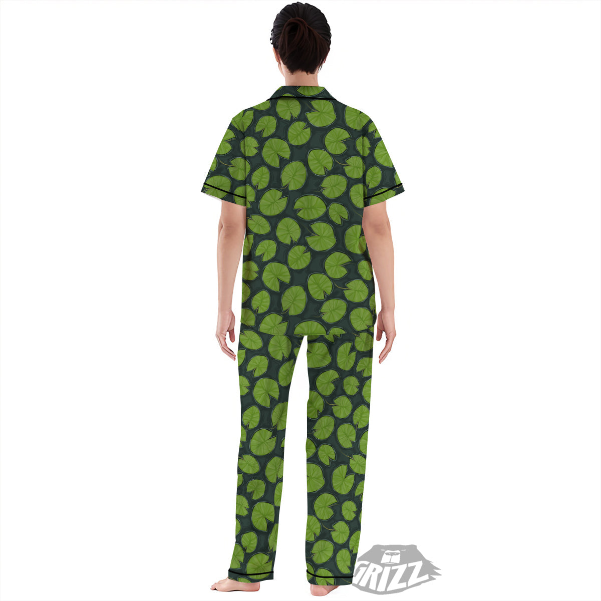 Lily Pads Water Print Pattern Women's Pajamas Set-grizzshop