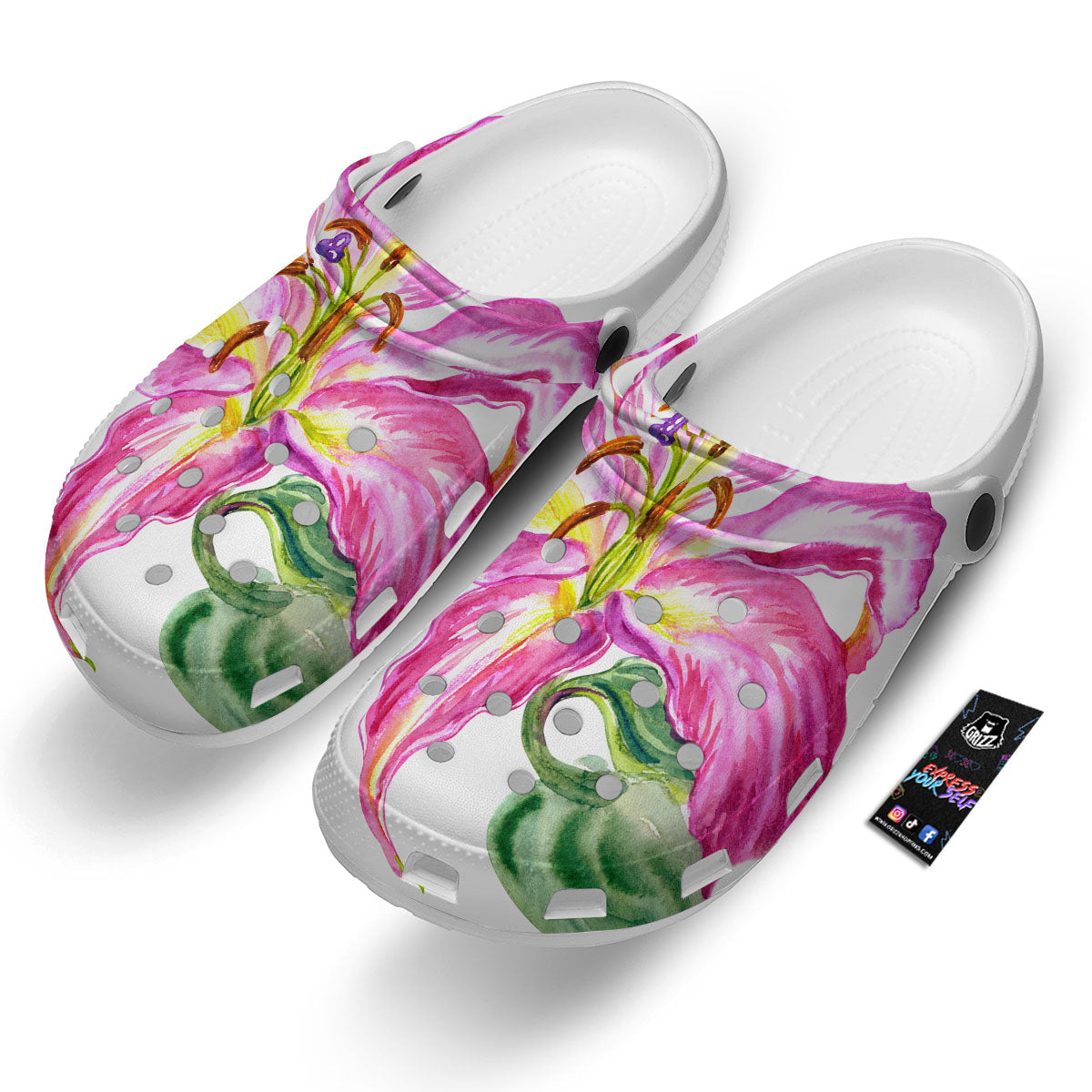 Lily Pink Watercolor Print Clog-grizzshop