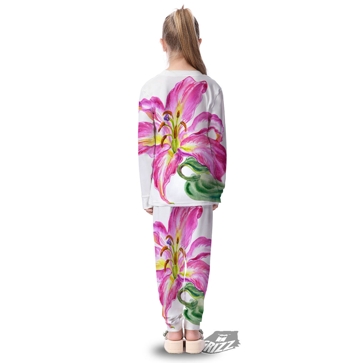Lily Pink Watercolor Print Kid's Pajamas-grizzshop