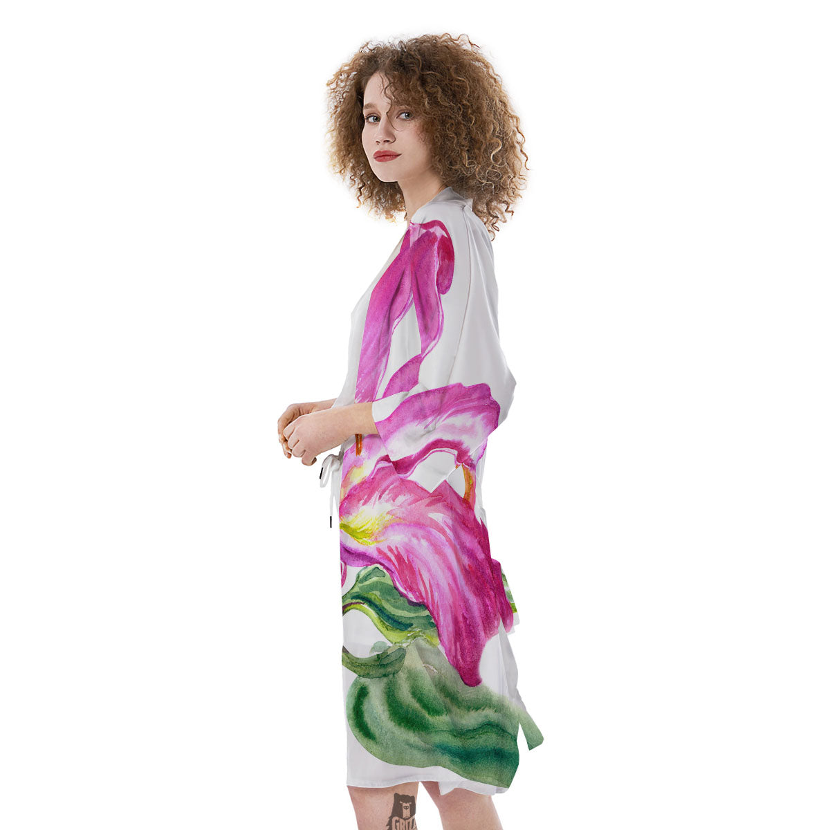 Lily Pink Watercolor Print Kimono-grizzshop