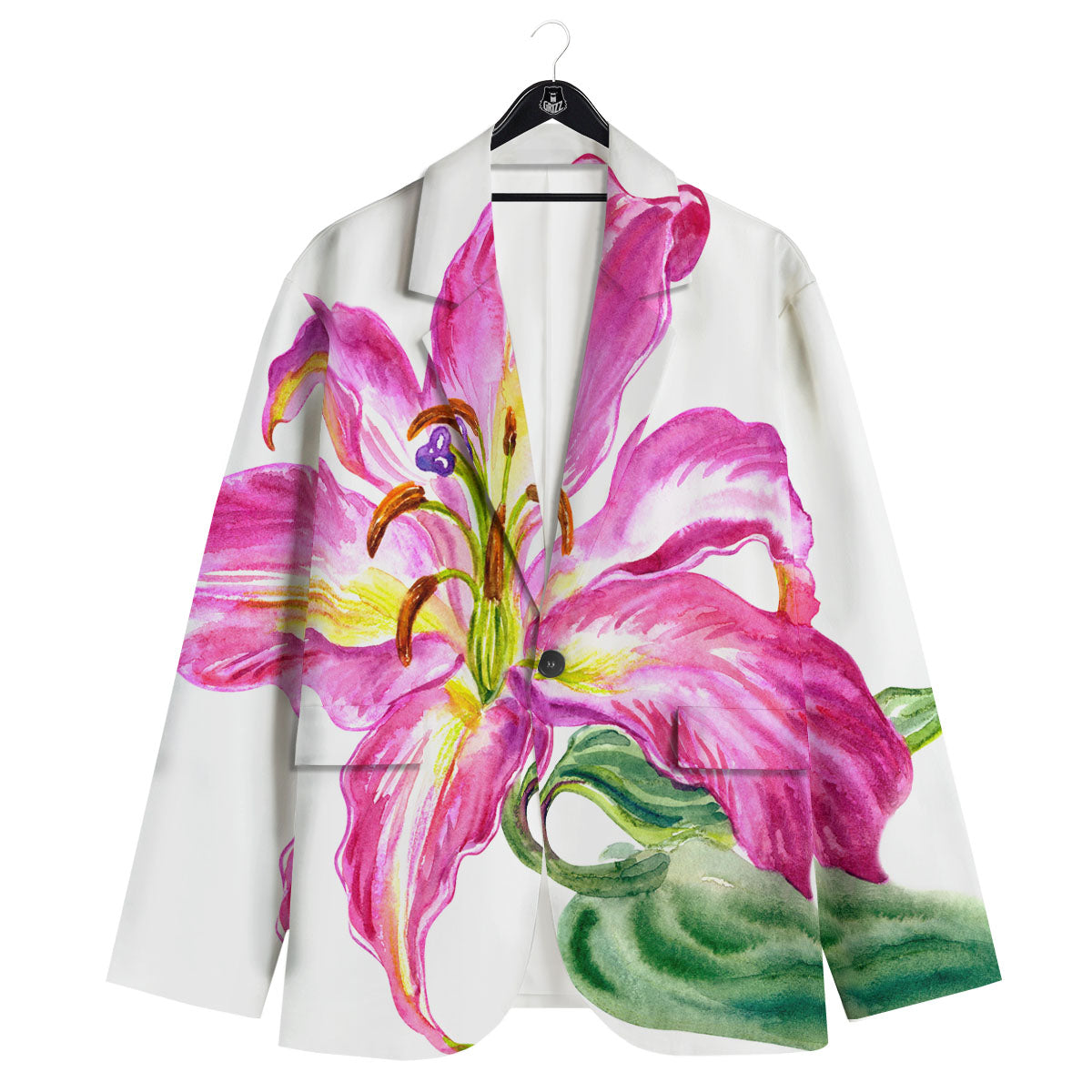 Lily Pink Watercolor Print Men's Sport Coat-grizzshop