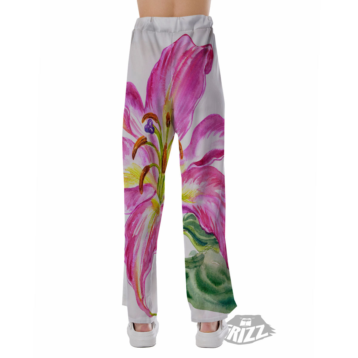 Lily Pink Watercolor Print Pajama Pants-grizzshop