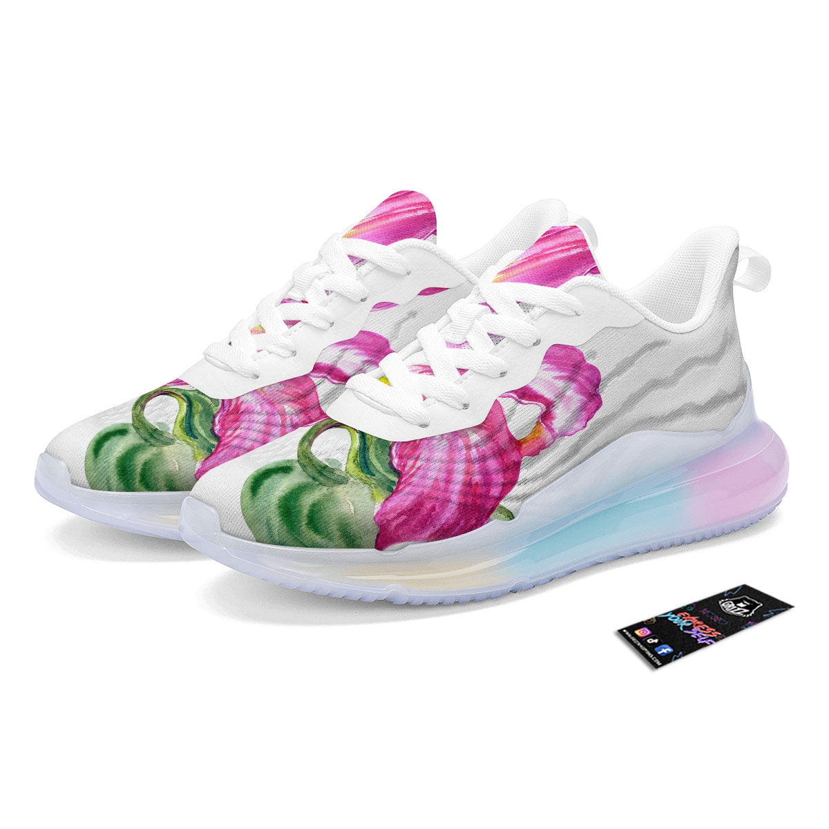 Lily Pink Watercolor Print Running Sneakers-grizzshop
