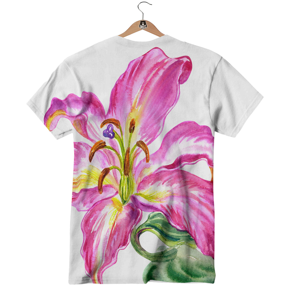 Lily Pink Watercolor Print T-Shirt-grizzshop