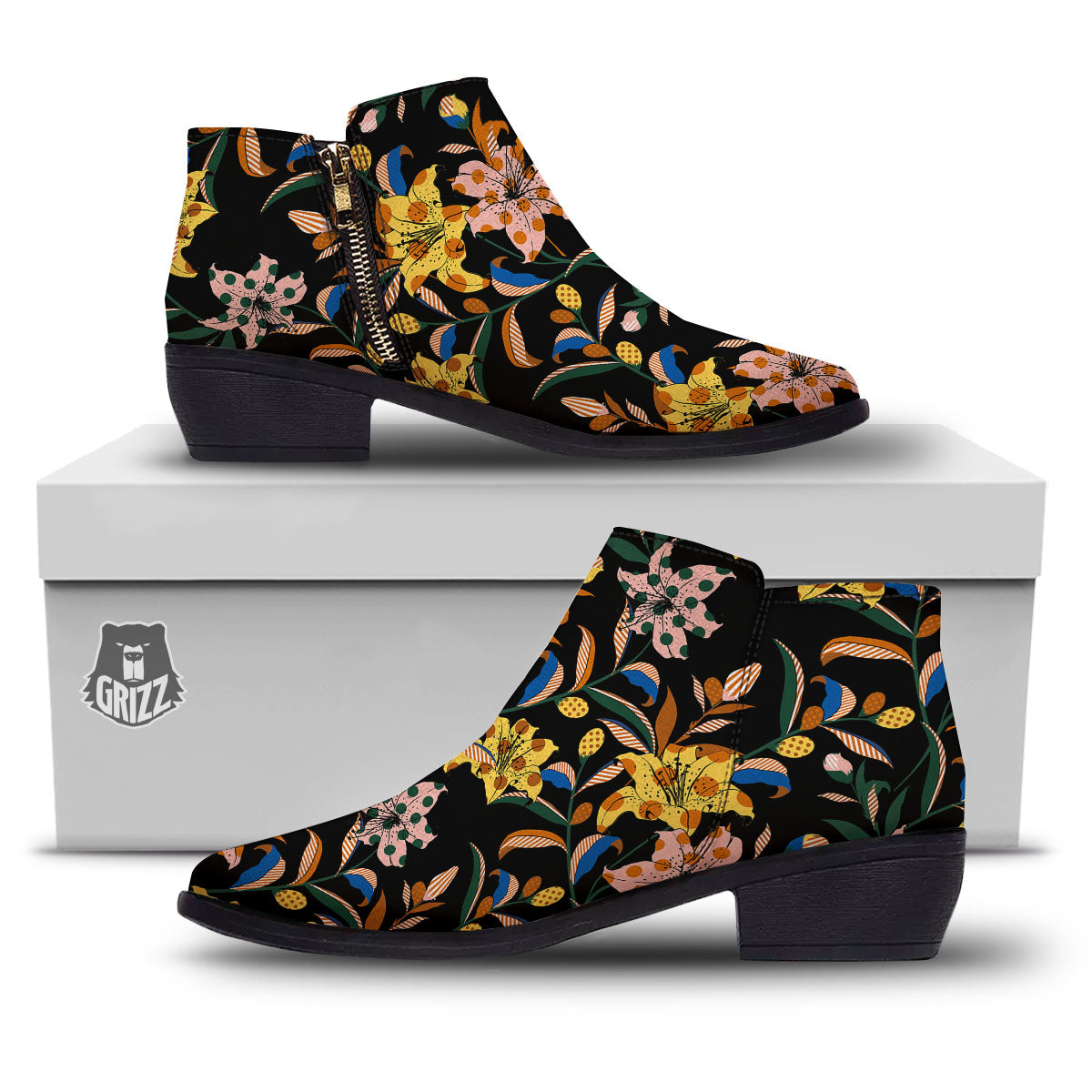 Lily Polka Dot Print Pattern Ankle Boots-grizzshop