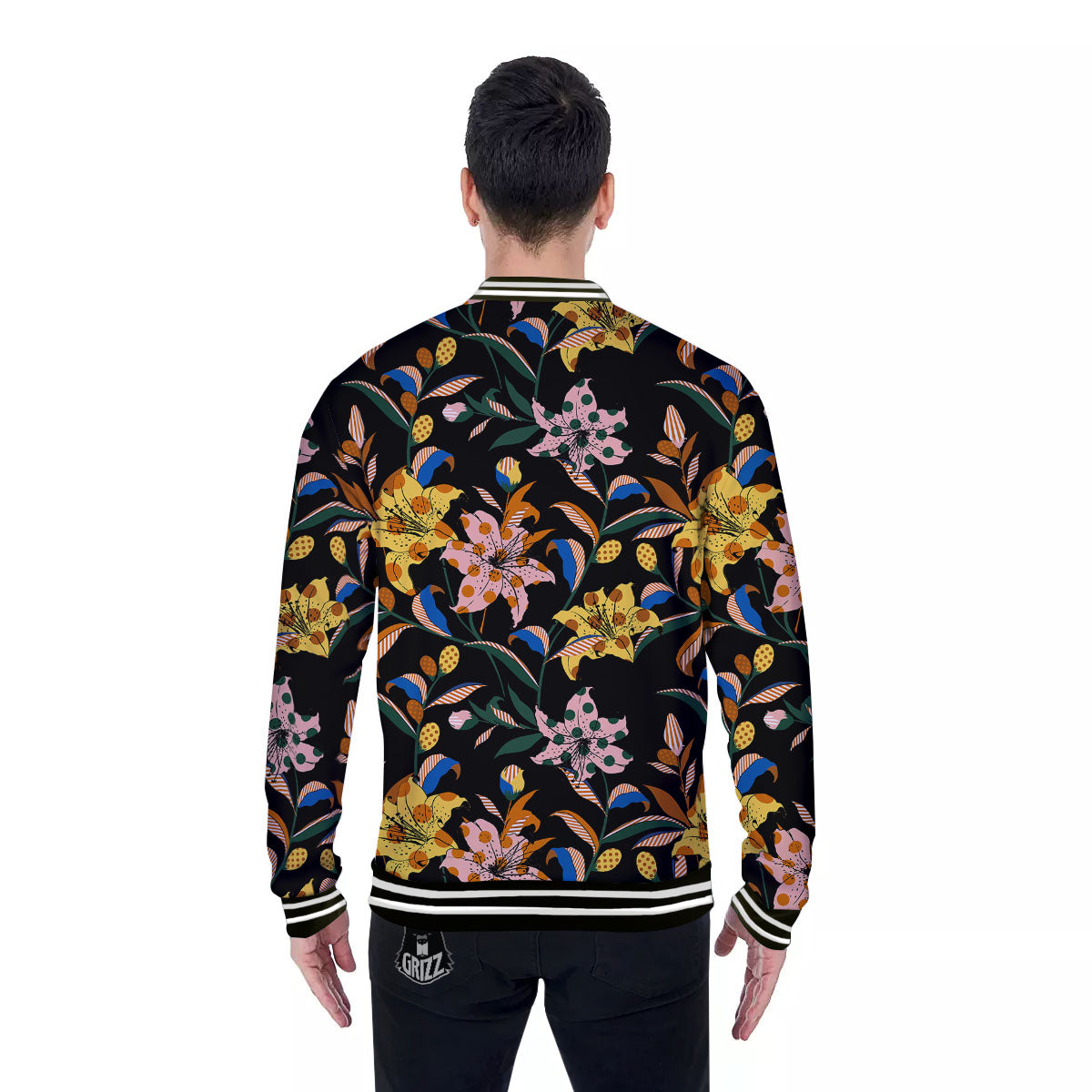 Lily Polka Dot Print Pattern Baseball Jacket-grizzshop