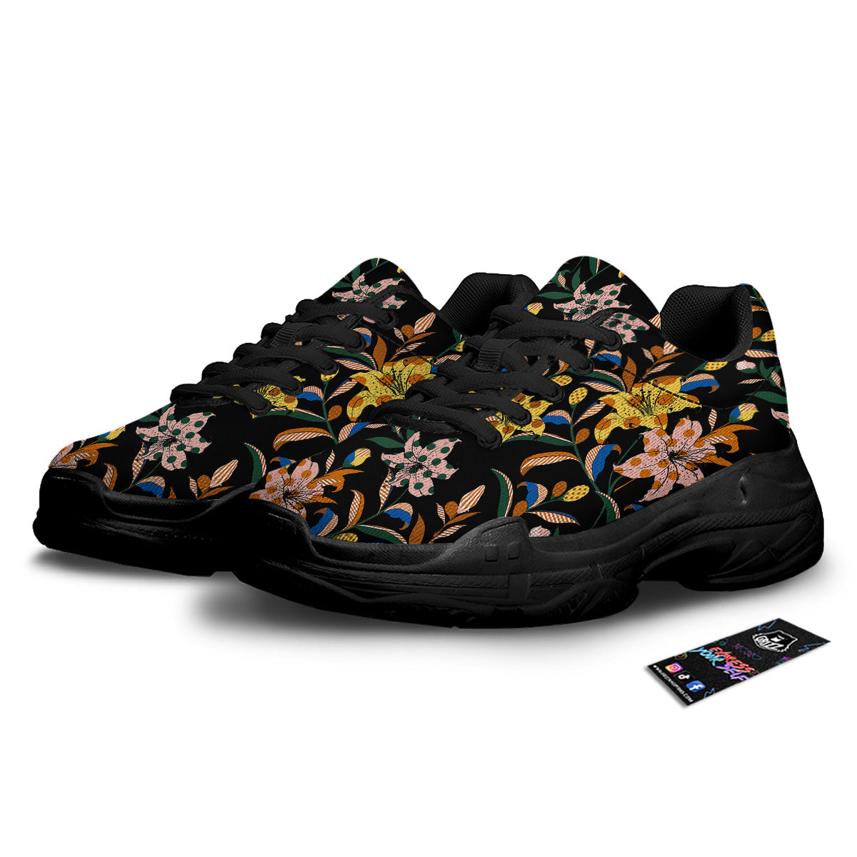 Lily Polka Dot Print Pattern Black Chunky Shoes-grizzshop