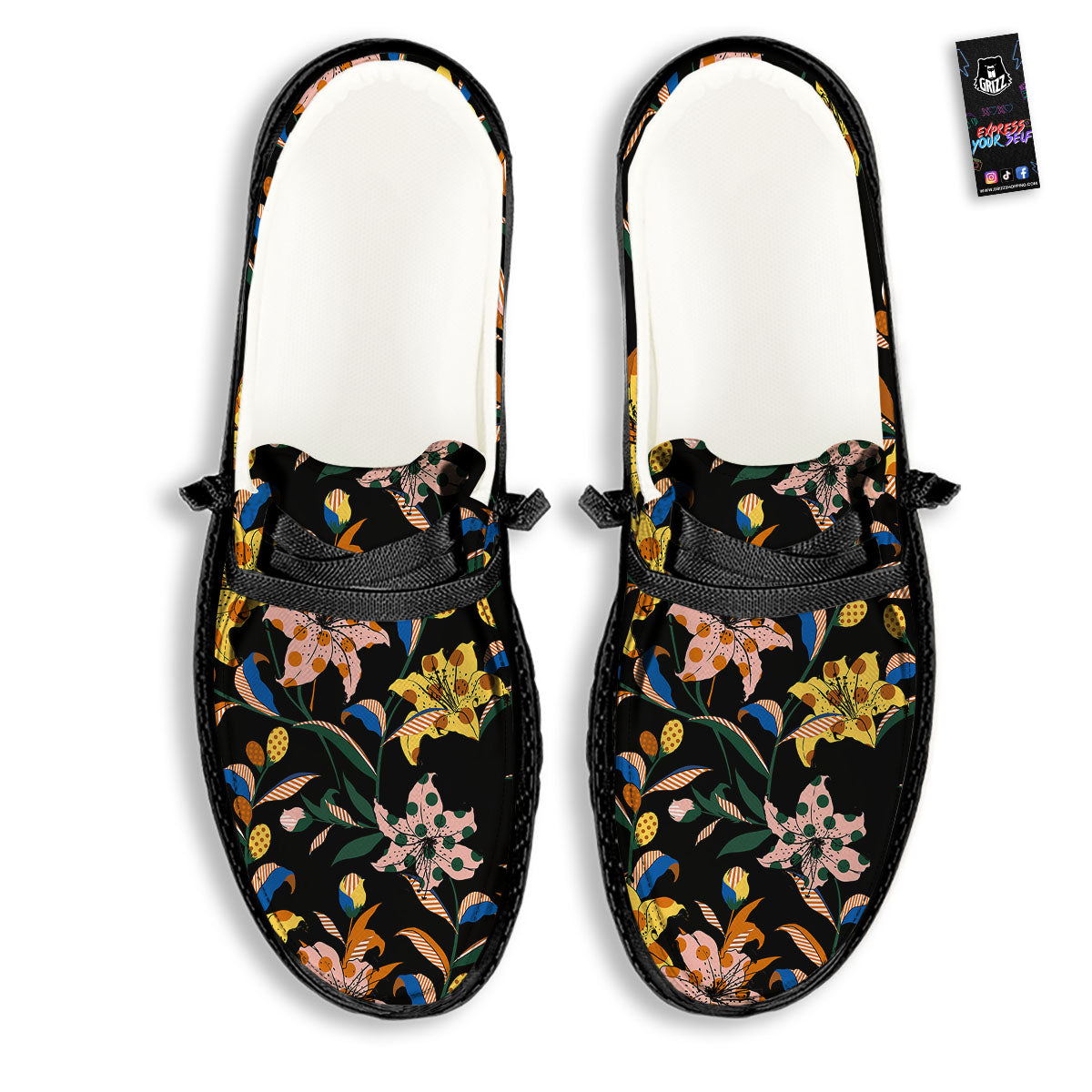 Lily Polka Dot Print Pattern Black Loafers-grizzshop