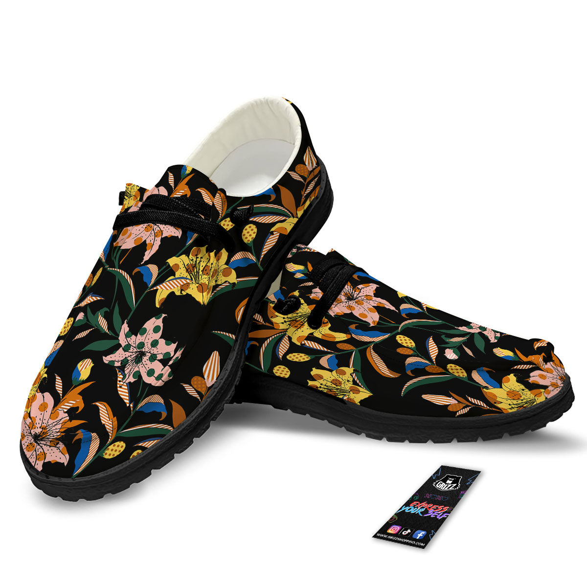 Lily Polka Dot Print Pattern Black Loafers-grizzshop