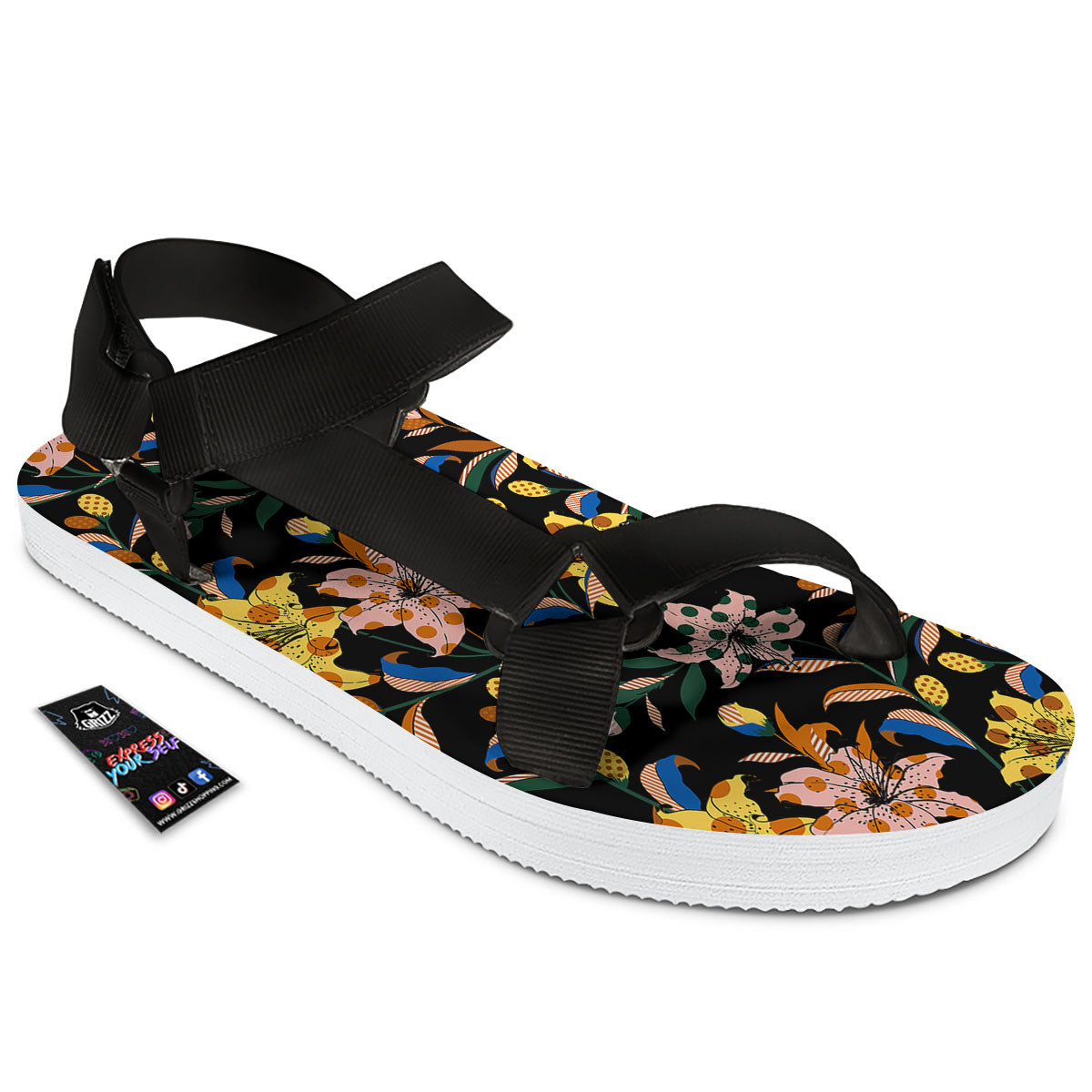 Lily Polka Dot Print Pattern Black Open Toe Sandals-grizzshop