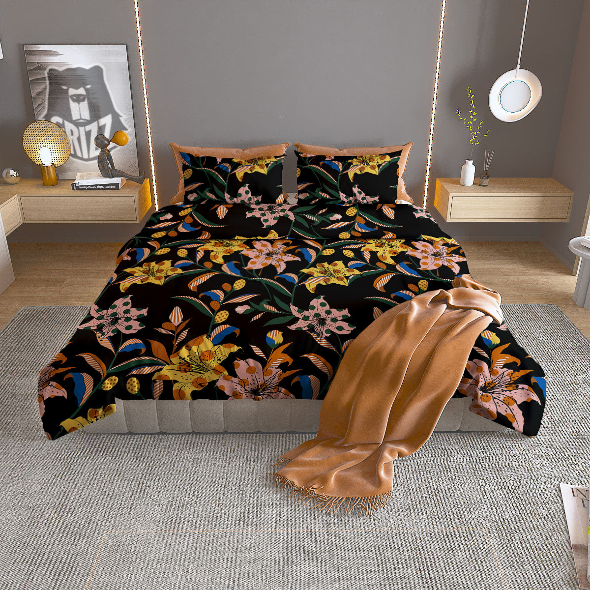 Luau Tiki Print Pattern Duvet Cover Bedding Set