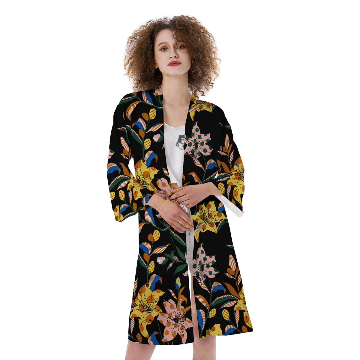 Lily Polka Dot Print Pattern Kimono-grizzshop