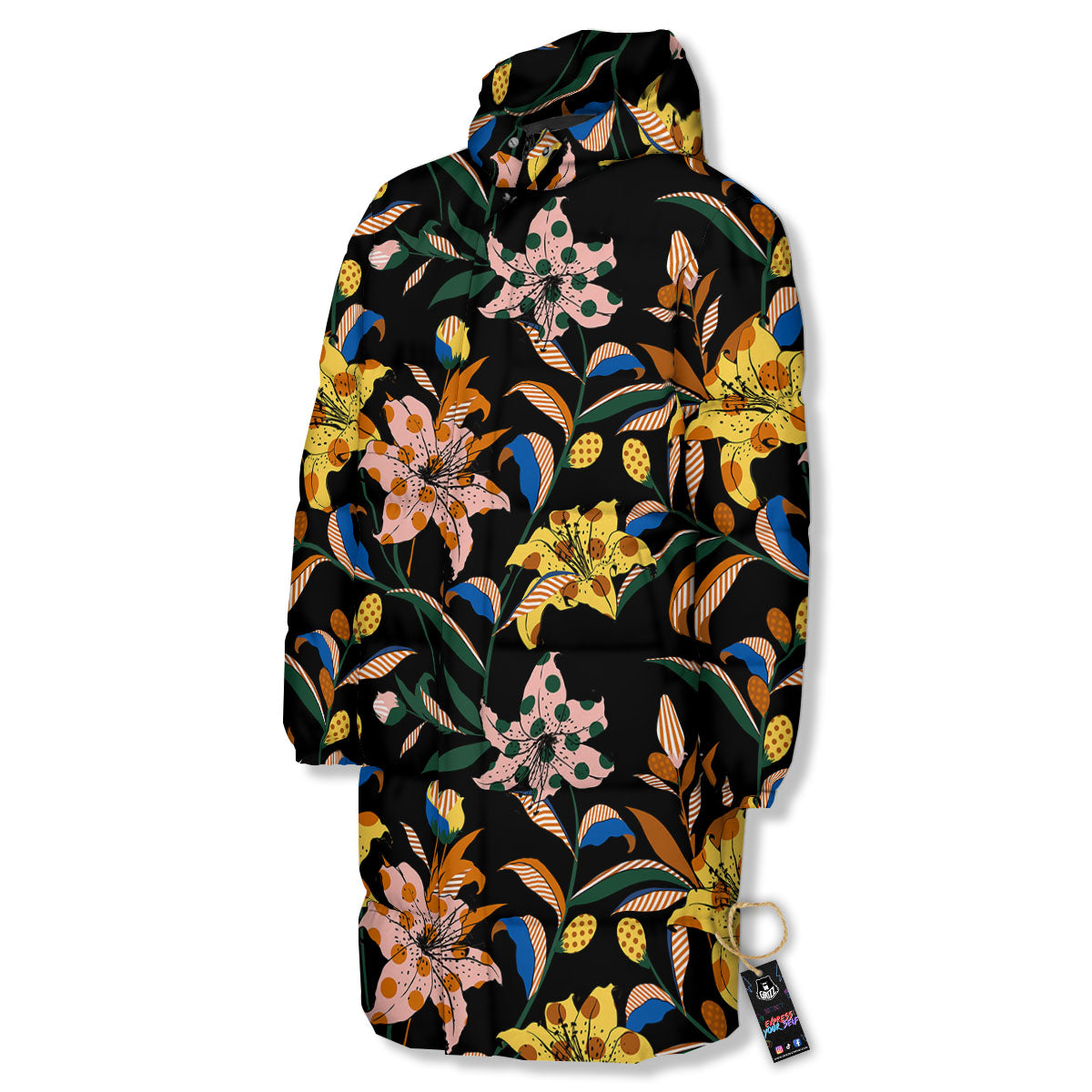 Lily Polka Dot Print Pattern Long Down Jacket-grizzshop