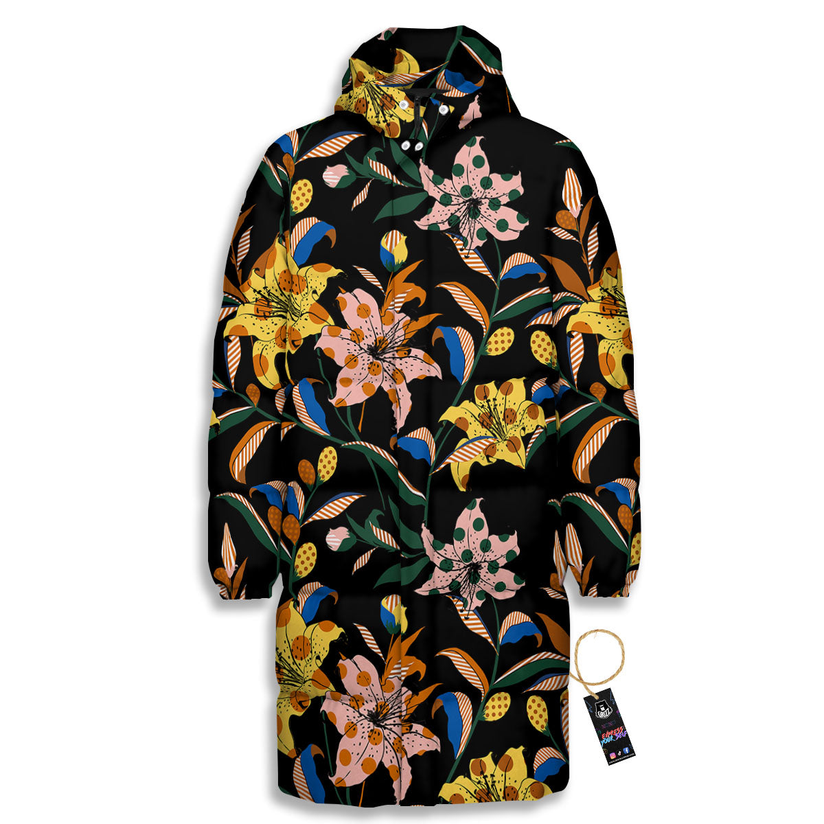 Lily Polka Dot Print Pattern Long Down Jacket-grizzshop