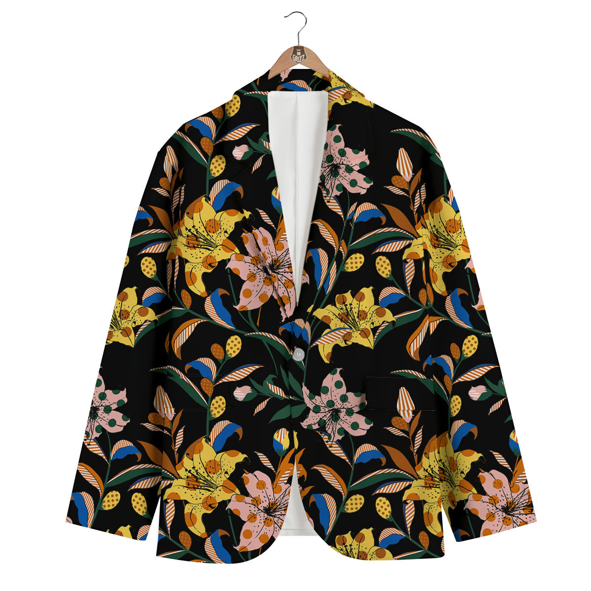 Lily Polka Dot Print Pattern Men's Blazer-grizzshop