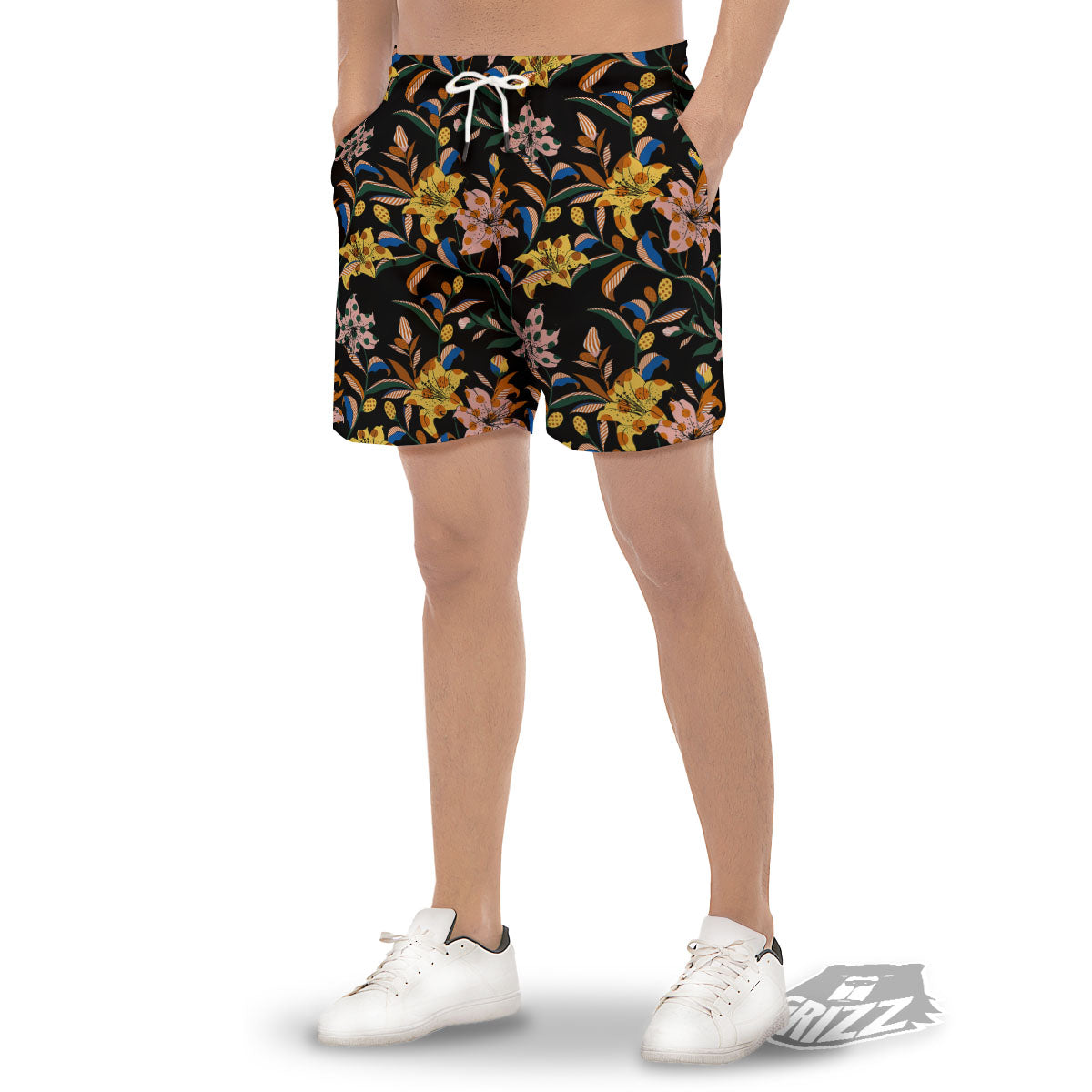 Lily Polka Dot Print Pattern Men's Gym Shorts-grizzshop