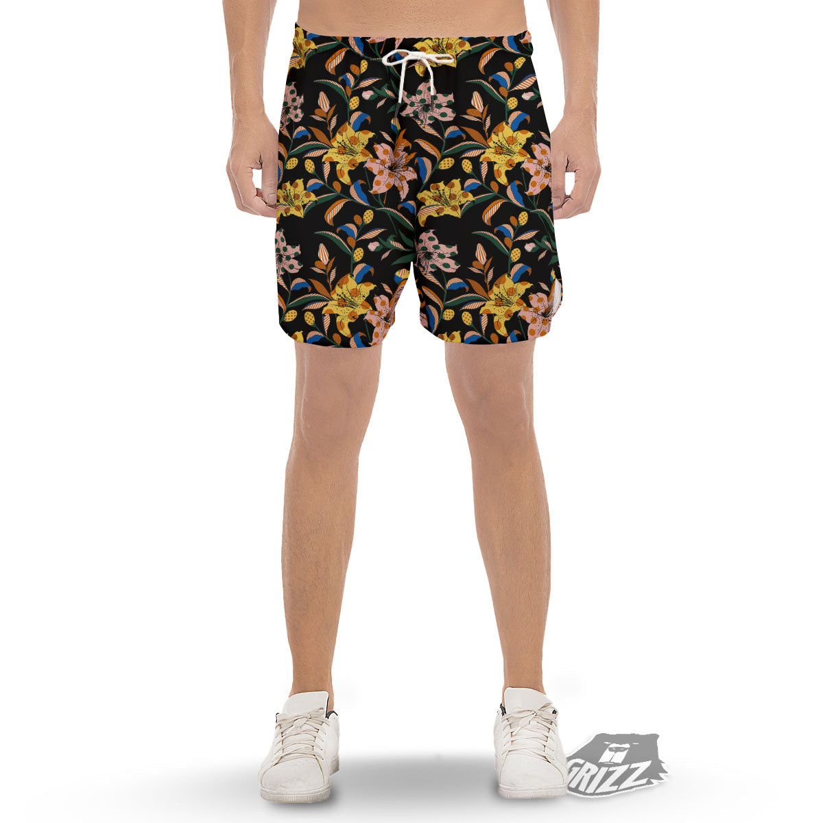 Lily Polka Dot Print Pattern Men's Gym Shorts-grizzshop