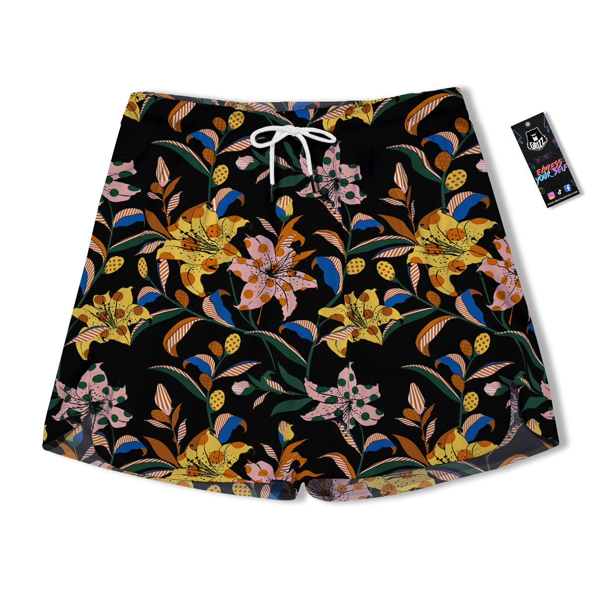 Lily Polka Dot Print Pattern Men's Running Shorts-grizzshop