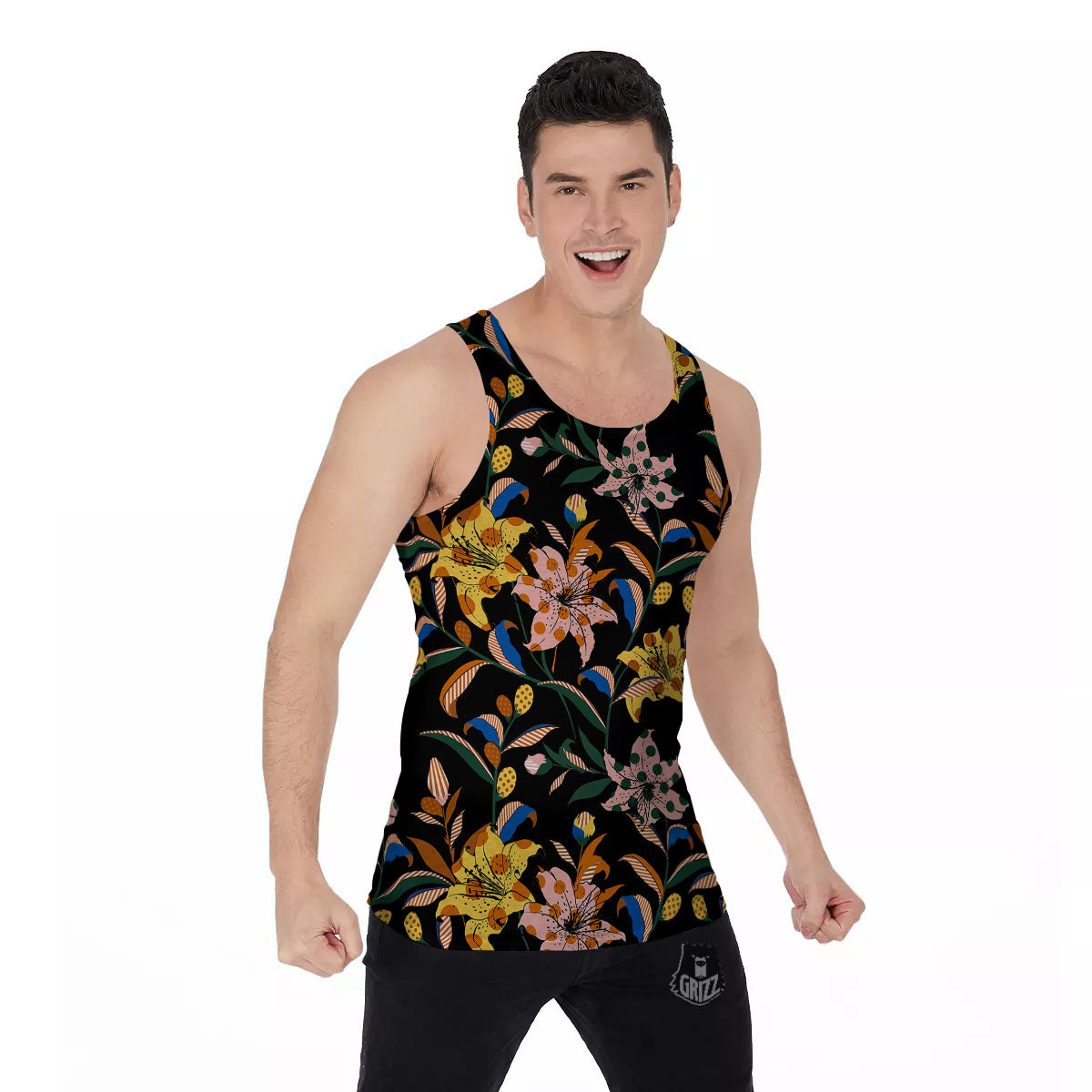 Lily Polka Dot Print Pattern Men's Tank Top-grizzshop